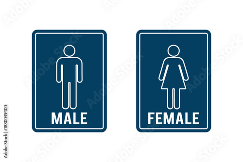 Restroom Symbol Icon for Male and Female. Restroom Signage Collection. male and female gender icons separated by vertical line, shown in solid and outline styles, symbolizing people and gender. 