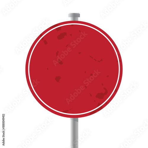 Weathered Circular Regulatory Sign - Distressed Red Vector Road Sign Template for Custom Prohibitory Commands