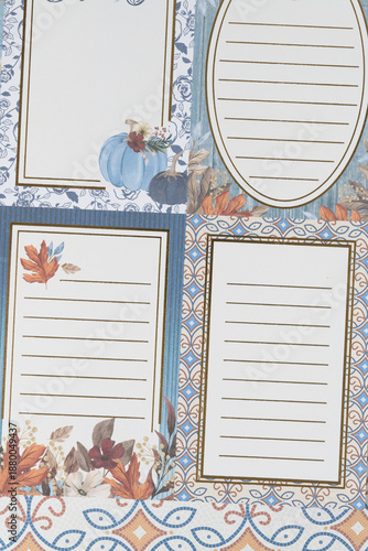 scrapbook sheet with autumn florals and frames (some with lines)