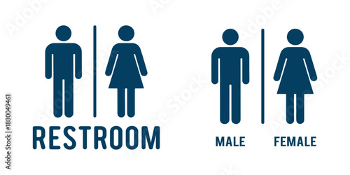 Man and woman silhouette icons for toilets. Bathroom glyph icon for restroom sign. vector illustration.male and female gender icons separated by vertical line, shown in solid and outline styles,symbol