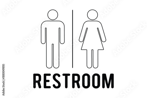 Restroom signage icons, gender symbols, accessibility signs, male female figures, wheelchair icon, public restroom, inclusive design, vector illustration, black silhouette, facility marker. 