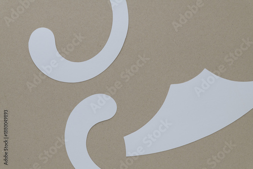 Photography curvilinear paper shapes on millboard