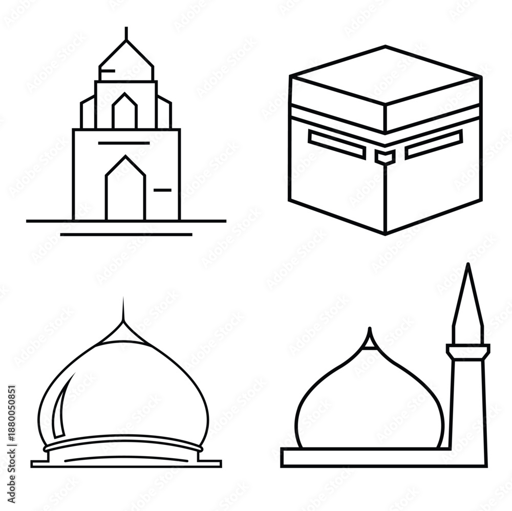 Obraz premium Mosque Minaret Vector Illustration for Islamic Architecture, Religious Landmark and Cultural Design