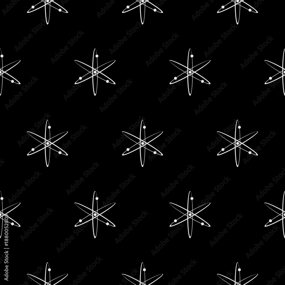 Obraz premium Atom simple seamless pattern isolated on black background