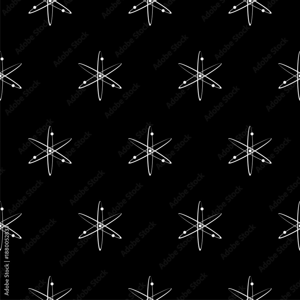 Fototapeta premium Atom simple seamless pattern isolated on black background