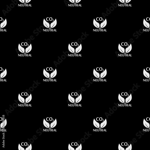 CO2 neutral seamless pattern isolated on black background