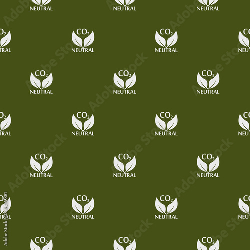 CO2 neutral seamless pattern isolated on color background