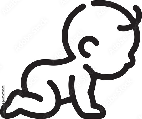 Baby crawling outline icon