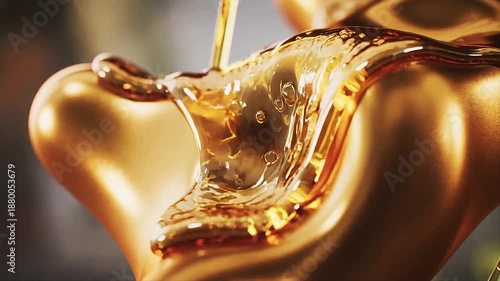 Viscous amber liquid splash 3D render