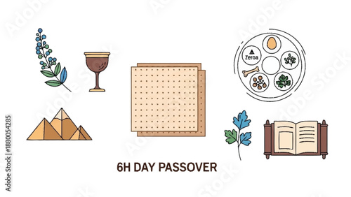 Passover Seder Plate with Matzo and Wine Cup