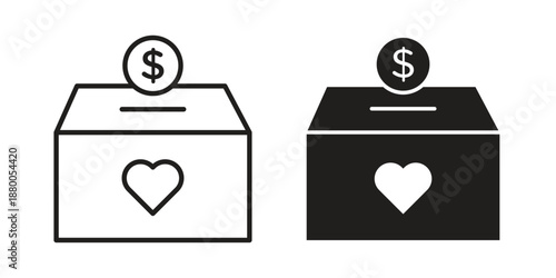 Donation box icons symbol. vector illustration pack for apps and designs