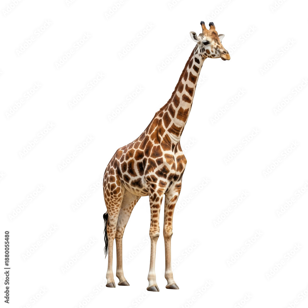 Naklejka premium Giraffe portrait isolated on transparent background