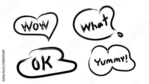Hand drawn speech bubbles with various expressions