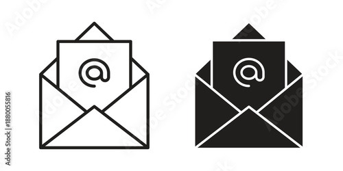 Envelope open icons symbol. vector illustration pack for apps and designs