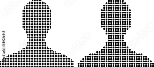 Two pixelated dotted silhouettes of a person's head and shoulders, often used as generic user icons or avatars.