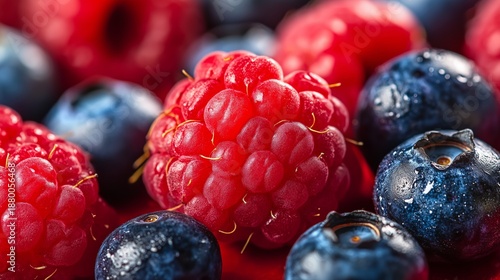 Wallpaper Mural Fresh berries on a surface with droplets of water being highlighted during natural light Torontodigital.ca
