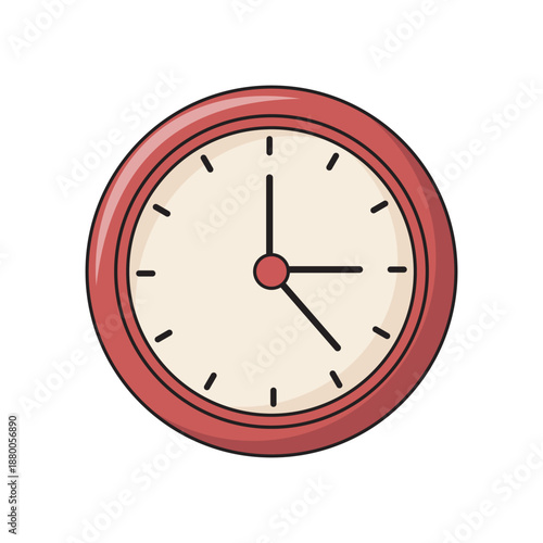 Vibrant red analog clock illustration for time deadlines scheduling and routine management A simple classic and punctual