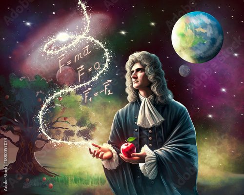 Foto Isaac Newton Discovering the Concept of Gravity