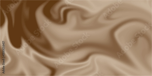 Luxurious liquid melted chocolate flows in smooth gold waves across a shiny white silk fabric backdrop creating an elegant satin texture with soft decorative curves and a flowing cream design