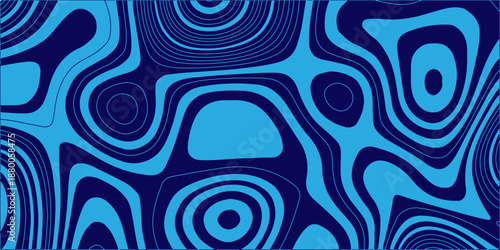 Seamless abstract background featuring a blue geometric pattern with circles and spiral wave shapes in a vector design for tile textures or fabric wallpaper decor