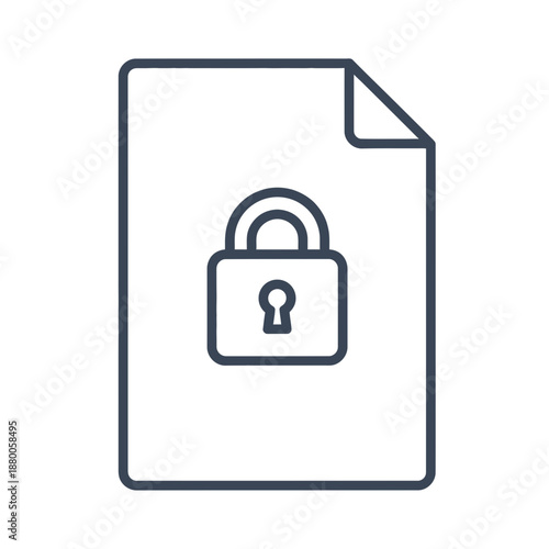 Secured Document Icon with Lock and Keyhole Symbol