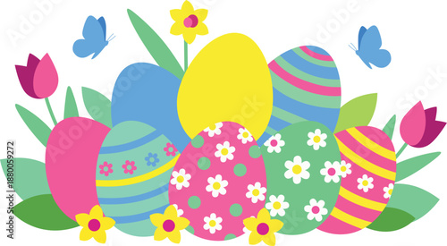 Colorful watercolor flowers forming a decorative frame border