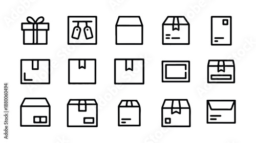 Collection of various package and box icons for shipping and delivery