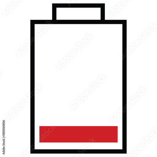 Simple battery icon illustrating low power energy level indicator isolated on transparent background for digital applications