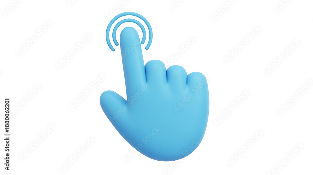 Fototapeta premium Blue hand cursor finger pointing isolated on a transparent background