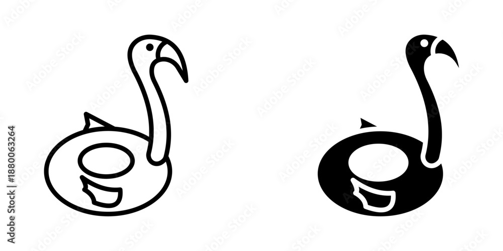 Fototapeta premium Flamingo float Icon set. Symbol isolated white background. vector illustration. color editable.