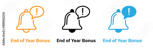 End of year bonus icons and text variations