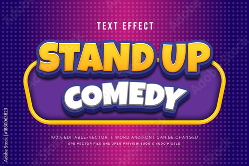 Stand Up Comedy Text Effect with Playful Cartoon Typography – Editable Vector Design