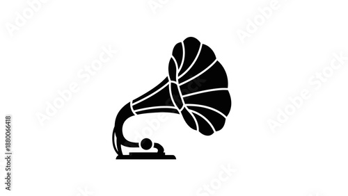 Vintage gramophone black silhouette icon vector illustration