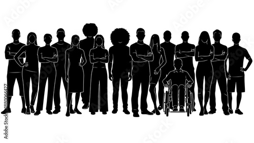 Diverse team of people silhouettes showing unity and inclusion