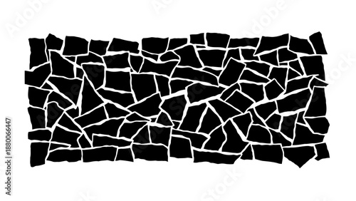 Abstract black irregular mosaic stone pattern on white background