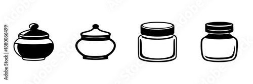 Set Of Decorative Jars In Hand Drawn Style. Vintage Storage Containers, Kitchenware, And Home Decor Doodle Sketch Collection. Isolated Vector Illustration