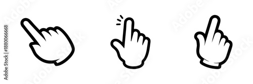 Hand Cursor Icons In Hand Drawn Style Set. Digital Interaction, User Interface, Click Gesture Doodle Sketch Collection. Navigation And Selection Tools. Isolated Vector Illustration