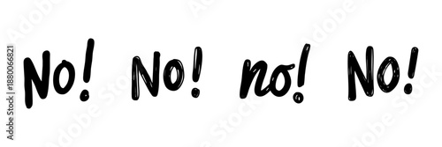 No Text In Hand Drawn Style Set. Emphasis On Rejection, Denial, And Refusal Doodle Sketch Collection. Bold Expression Of Negativity. Isolated Vector Illustration