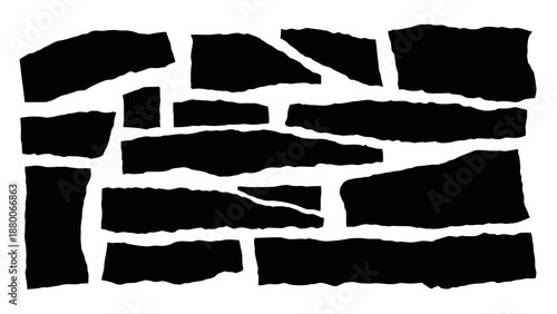 Rough abstract black irregular shapes mosaic graphic texture pattern