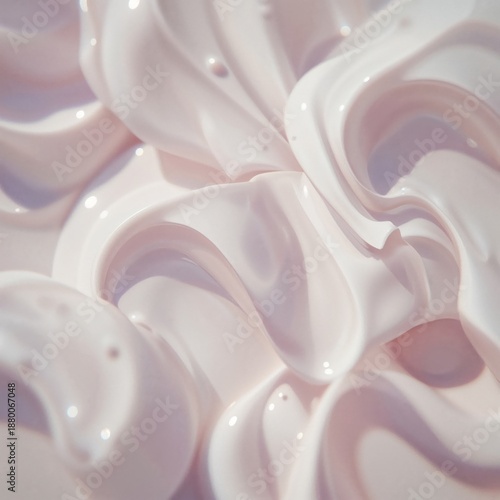 Swirls of Soft Pink Cream Blend Together in a Close-Up View