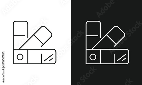Professional Interior Design Color Swatch and Paint Palette Icon, Home Renovation Decorating Guide Vector Line Art for Architecture Planning, Residential Remodeling, and Creative Studio Branding