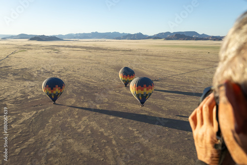 hot air balloon in the desert