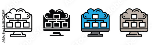 Cloud computing icons set for business and technology use