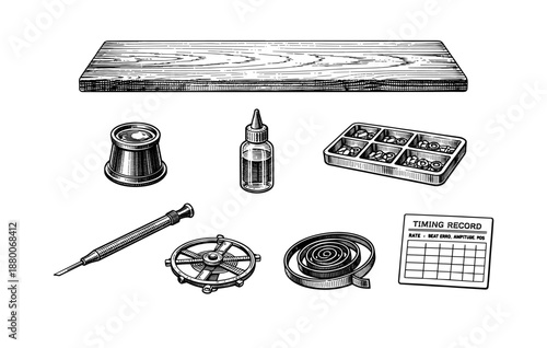 Vintage watchmaker tools and accessories for precision repair
