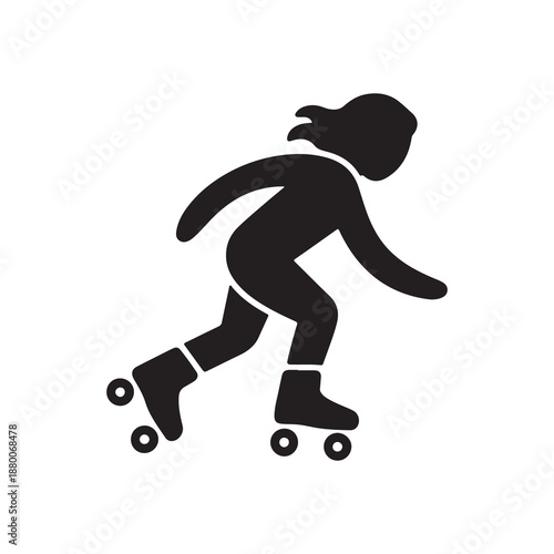 Female Roller Skater Silhouette Vector Icon