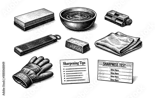 Black and white knife sharpening tools set