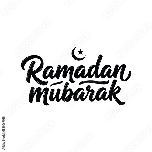 Ramadan Mubarak Greeting Card with Crescent Moon and Star