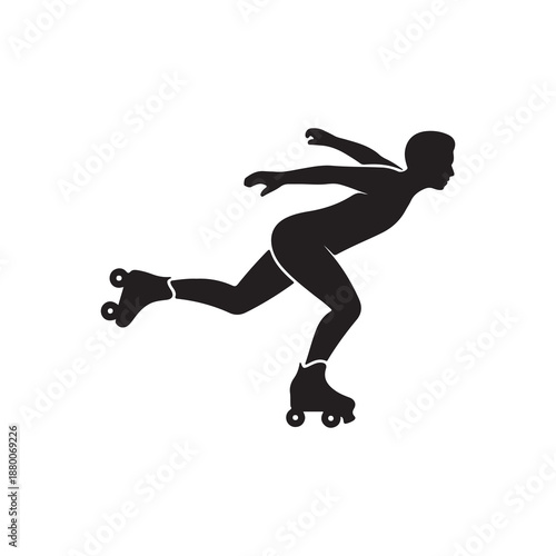 Roller Skating Silhouette Vector Icon