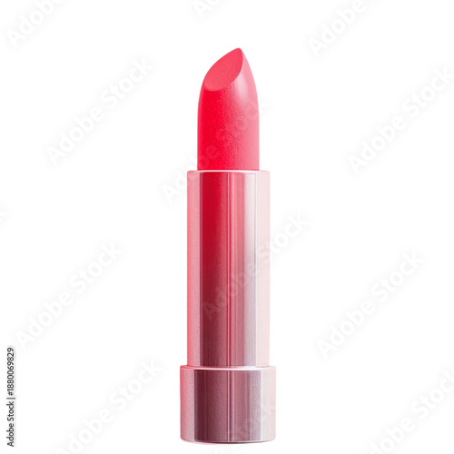 Bright Pink Lipstick in Silver Tube on White Background for Cosmetic Display ...