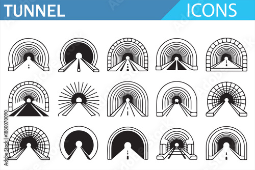 City Tunnel Vector Symbols Set for Maps and Signage